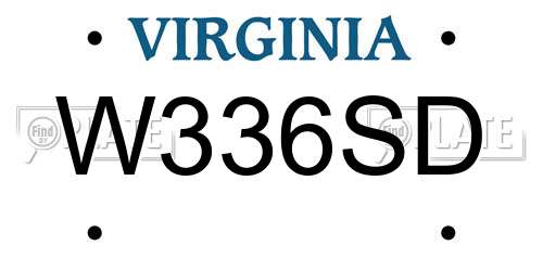 W336SD Virginia License Plate