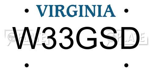 W33GSD Virginia License Plate