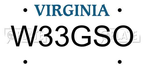 W33GSO Virginia License Plate