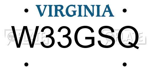 W33GSQ Virginia License Plate