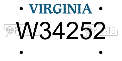 W34252 Virginia License Plate