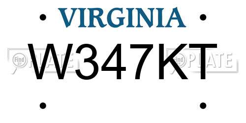 W347KT Virginia License Plate