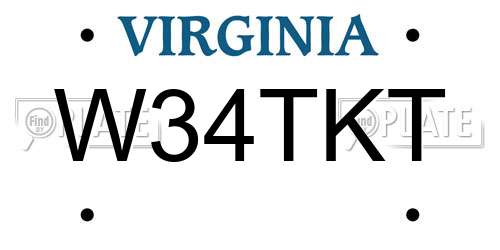 W34TKT Virginia License Plate