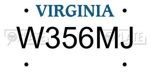 W356MJ Virginia License Plate