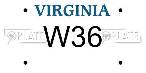 W36 Virginia License Plate