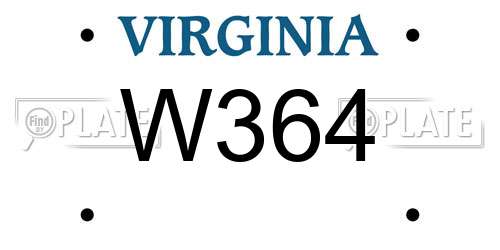 W364 Virginia License Plate