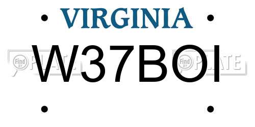 W37BOI Virginia License Plate