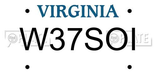 W37SOI Virginia License Plate