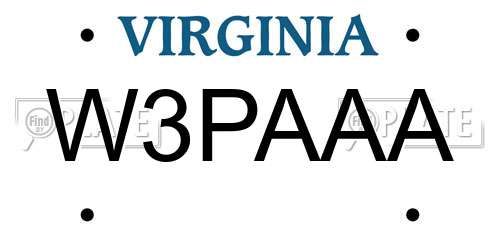 W3PAAA Virginia License Plate
