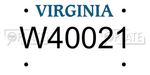 W40021 Virginia License Plate