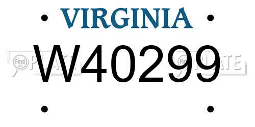 W40299 Virginia License Plate