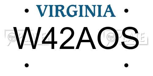 W42AOS Virginia License Plate