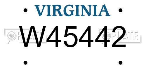 W45442 Virginia License Plate