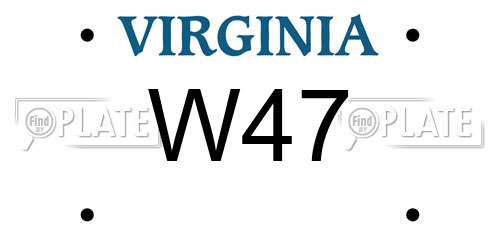 W47 Virginia License Plate