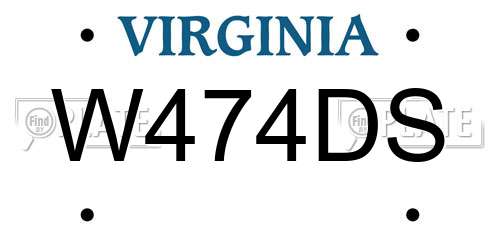 W474DS Virginia License Plate