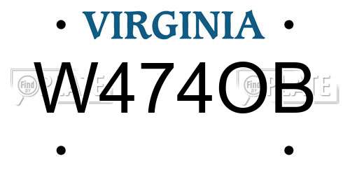 W474OB Virginia License Plate