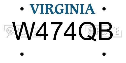 W474QB Virginia License Plate
