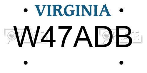 W47ADB Virginia License Plate