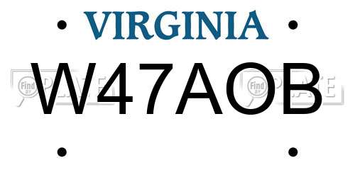 W47AOB Virginia License Plate