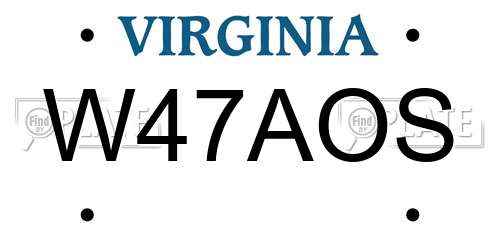 W47AOS Virginia License Plate