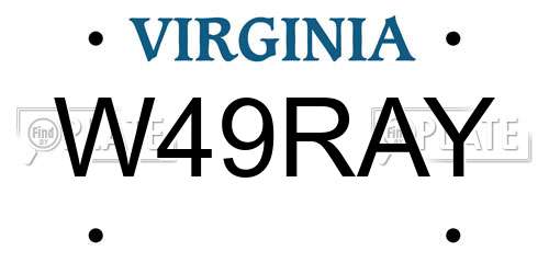 W49RAY Virginia License Plate