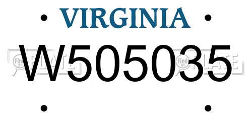 W505035 Virginia License Plate