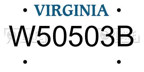 W50503B Virginia License Plate