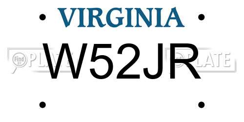 W52JR Virginia License Plate