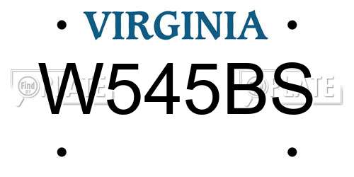 W545BS Virginia License Plate