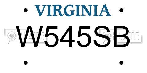 W545SB Virginia License Plate
