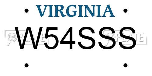 W54SSS Virginia License Plate