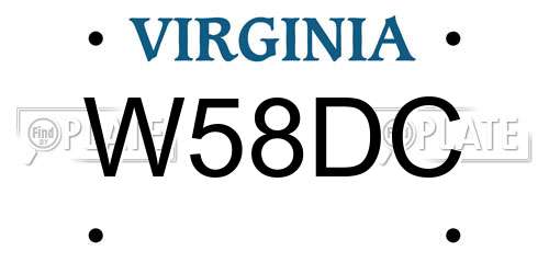 W58DC Virginia License Plate