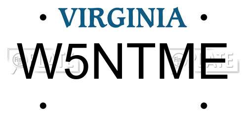 W5NTME Virginia License Plate