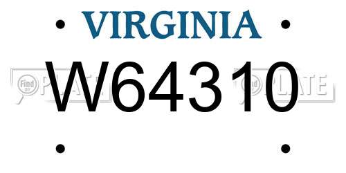 W64310 Virginia License Plate
