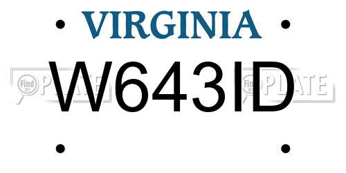 W643ID Virginia License Plate