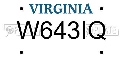 W643IQ Virginia License Plate