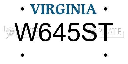 W645ST Virginia License Plate