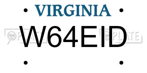W64EID Virginia License Plate