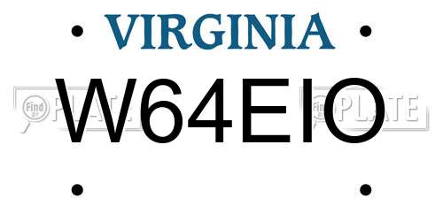 W64EIO Virginia License Plate