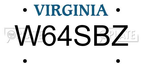 W64SBZ Virginia License Plate