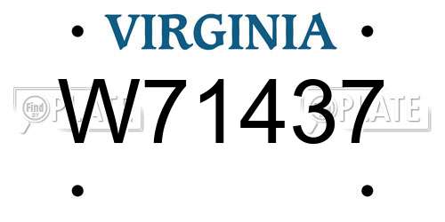 W71437 Virginia License Plate
