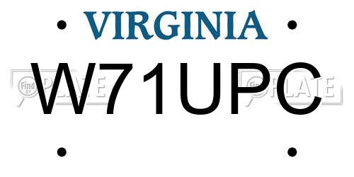 W71UPC Virginia License Plate