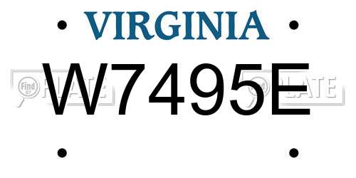 W7495E Virginia License Plate