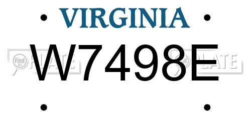W7498E Virginia License Plate