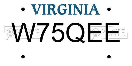 W75QEE Virginia License Plate