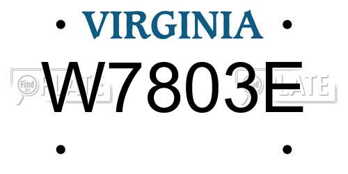 W7803E Virginia License Plate