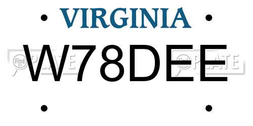 W78DEE Virginia License Plate