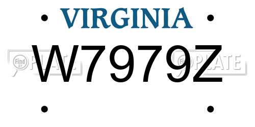 W7979Z Virginia License Plate