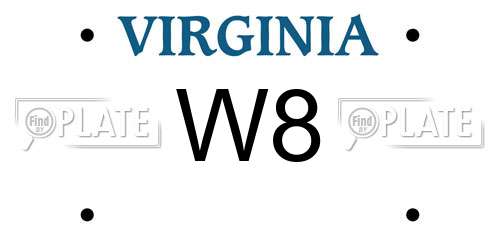 W8 Virginia License Plate