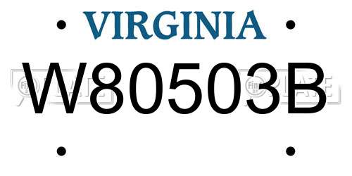 W80503B Virginia License Plate
